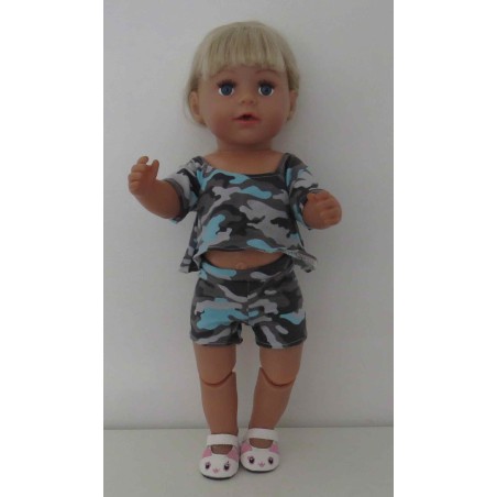 zomerse  korte broek set leger print baby born 43cm