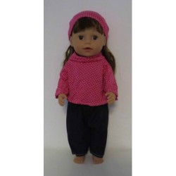 colltrui setje hard roze stippen baby born 43cm