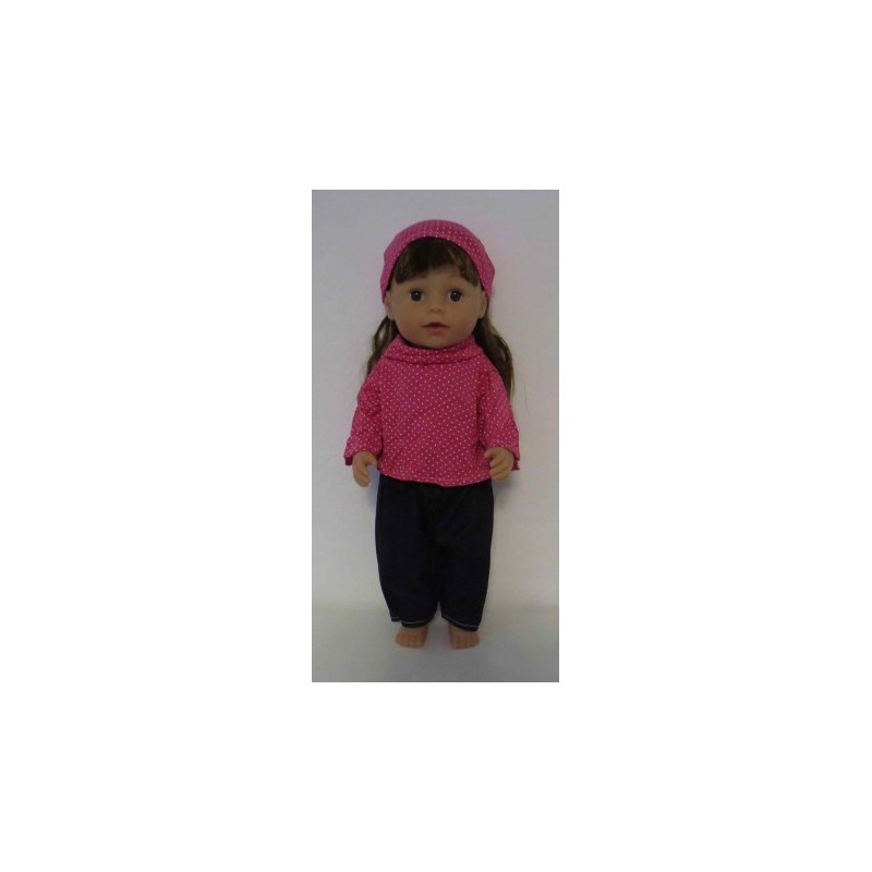 colltrui setje hard roze stippen baby born 43cm