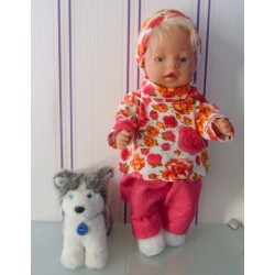 colltrui setje wit met bloemen baby born 43cm