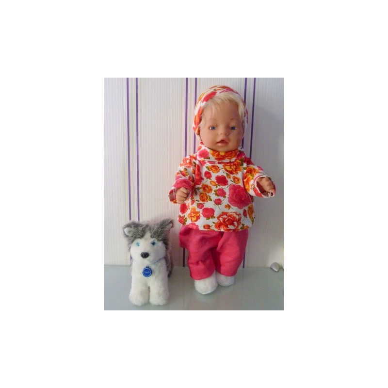 colltrui setje wit met bloemen baby born 43cm