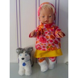 colltrui setje roze met bloemen baby born 43cm