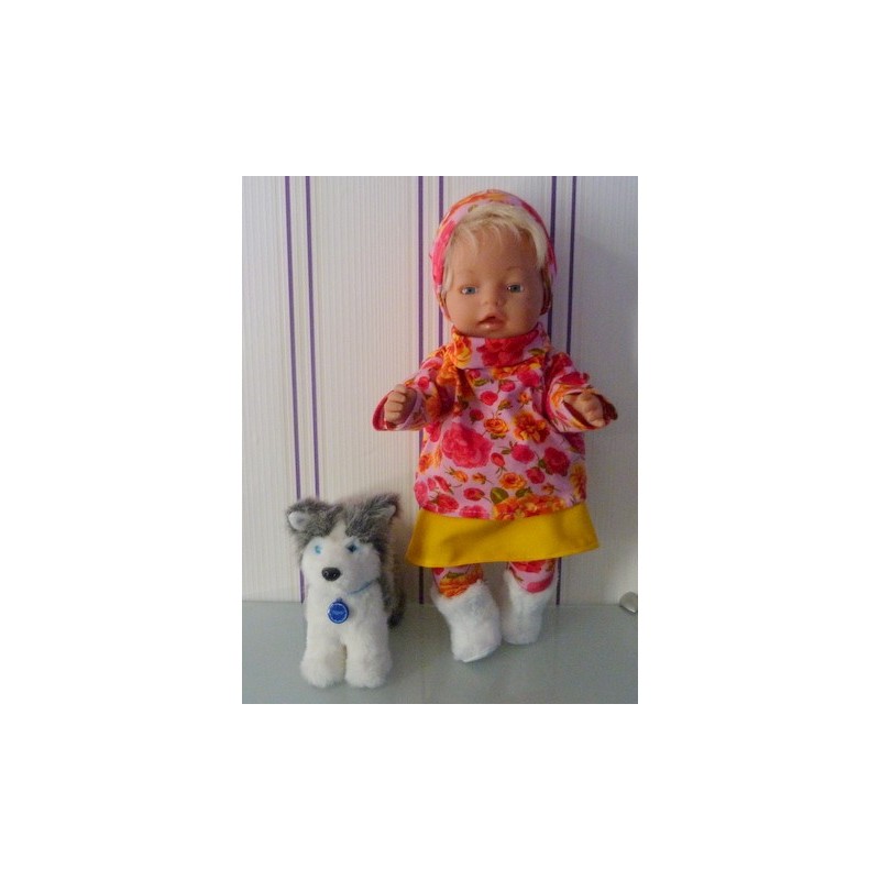colltrui setje roze met bloemen baby born 43cm