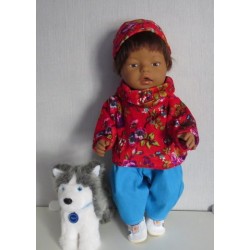 colltrui setje rood bloemen baby born 43cm
