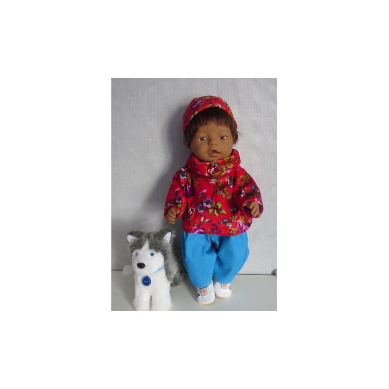 colltrui setje rood bloemen baby born 43cm