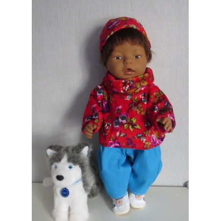 colltrui setje rood bloemen baby born 43cm