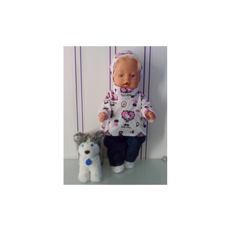 colltrui setje hello kitty roze baby born 43cm