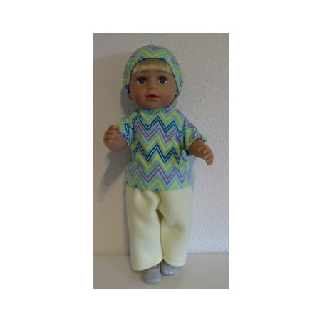 complete set geel met gestreept mint baby born 43cm