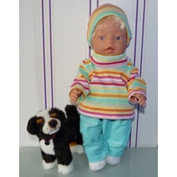 colltrui setje gekleurd gestreept baby born 43cm