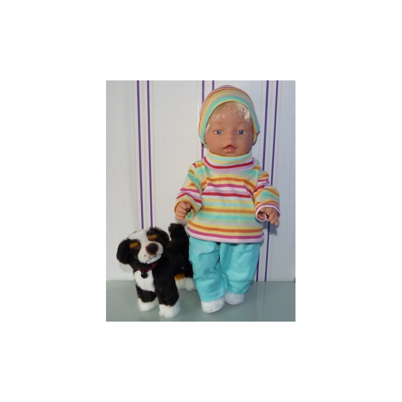 colltrui setje gekleurd gestreept baby born 43cm