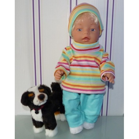 colltrui setje gekleurd gestreept baby born 43cm