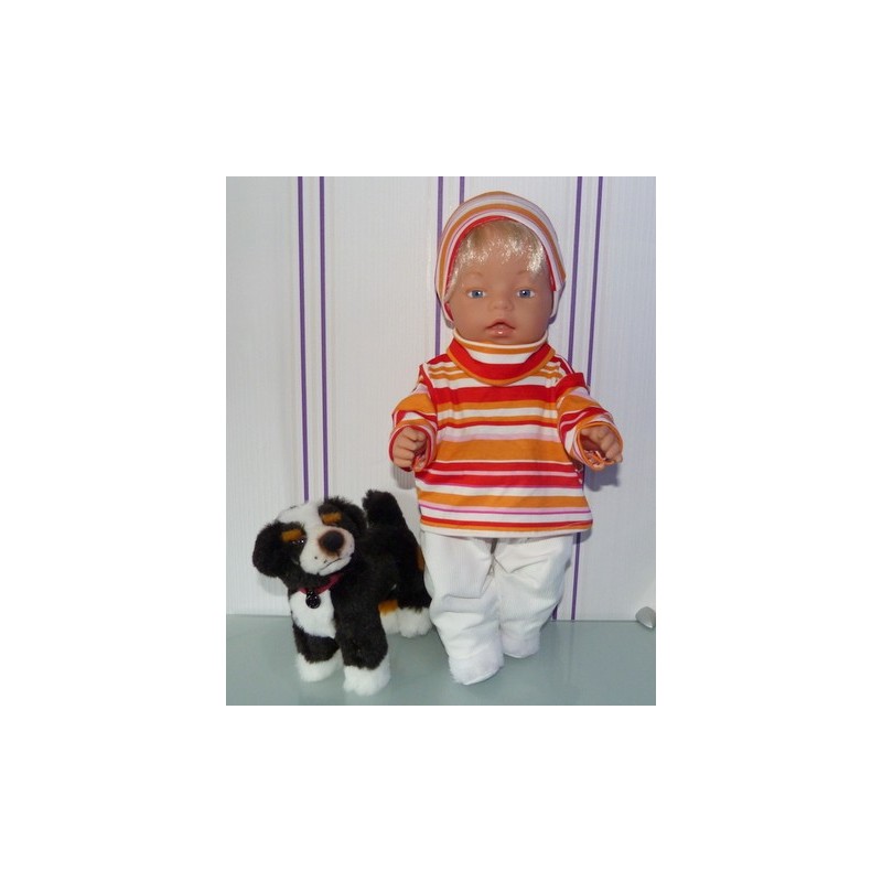 colltrui setje rood/oranje gesteept baby born 43cm