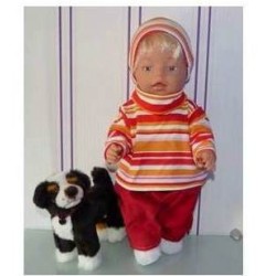 colltrui setje rood/oranje gestreept baby born 43cm
