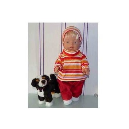 colltrui setje rood/oranje gestreept baby born 43cm