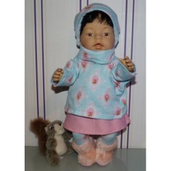 colltrui setje blauw stippen met roosjes baby born 43cm