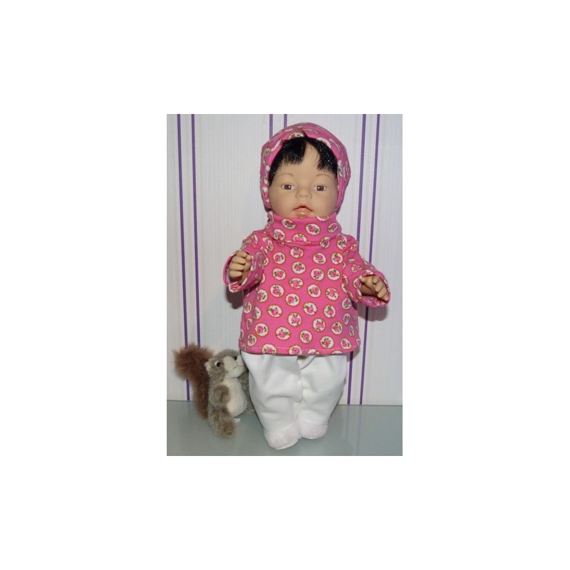 colltrui setje hard roze roosjes  baby born 43cm