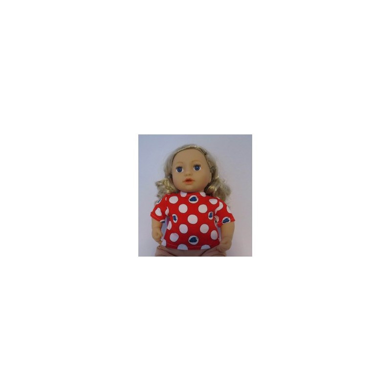 shirtje rood polka dots  baby annabell 43cm