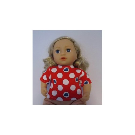 shirtje rood polka dots  baby annabell 43cm