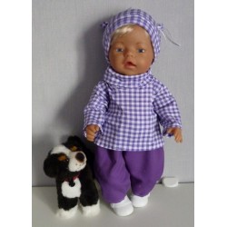 colltrui setje lila geruit baby born 43cm