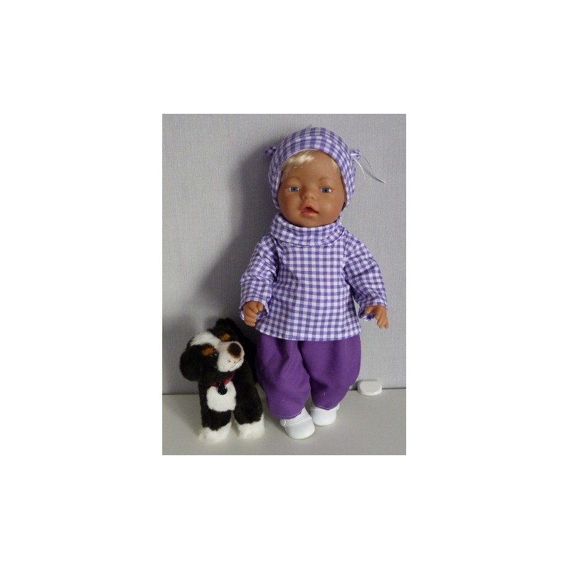 colltrui setje lila geruit baby born 43cm