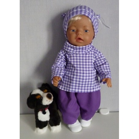 colltrui setje lila geruit baby born 43cm