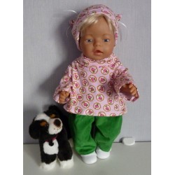 colltrui setje licht roze roosjes  baby born 43cm