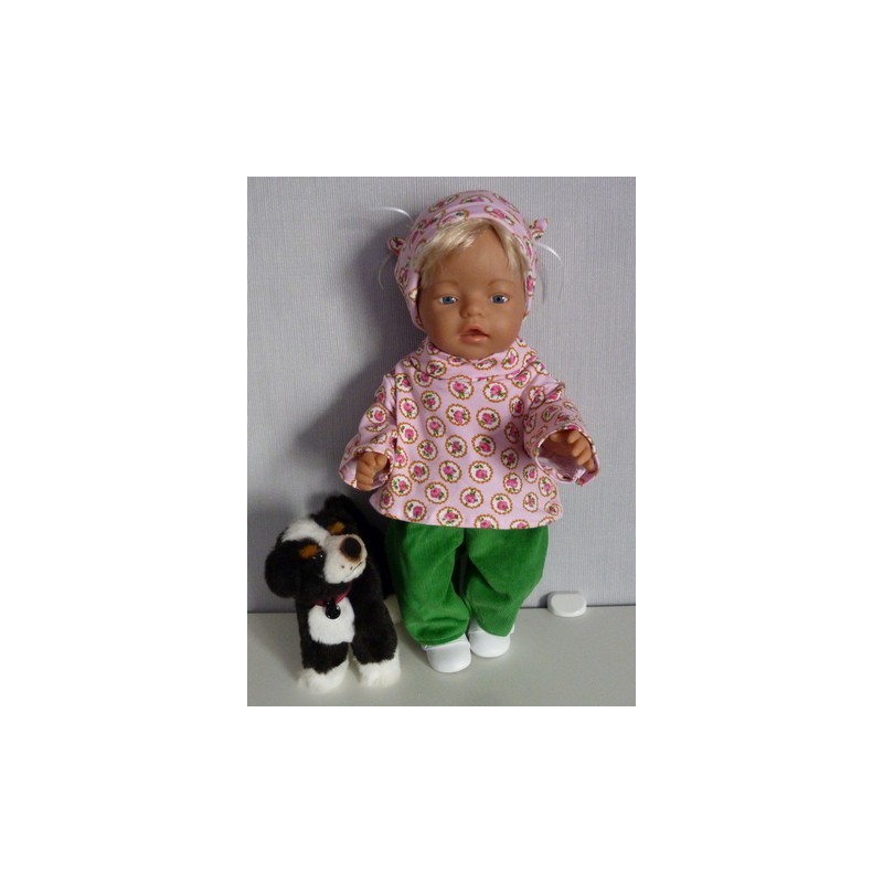 colltrui setje licht roze roosjes  baby born 43cm