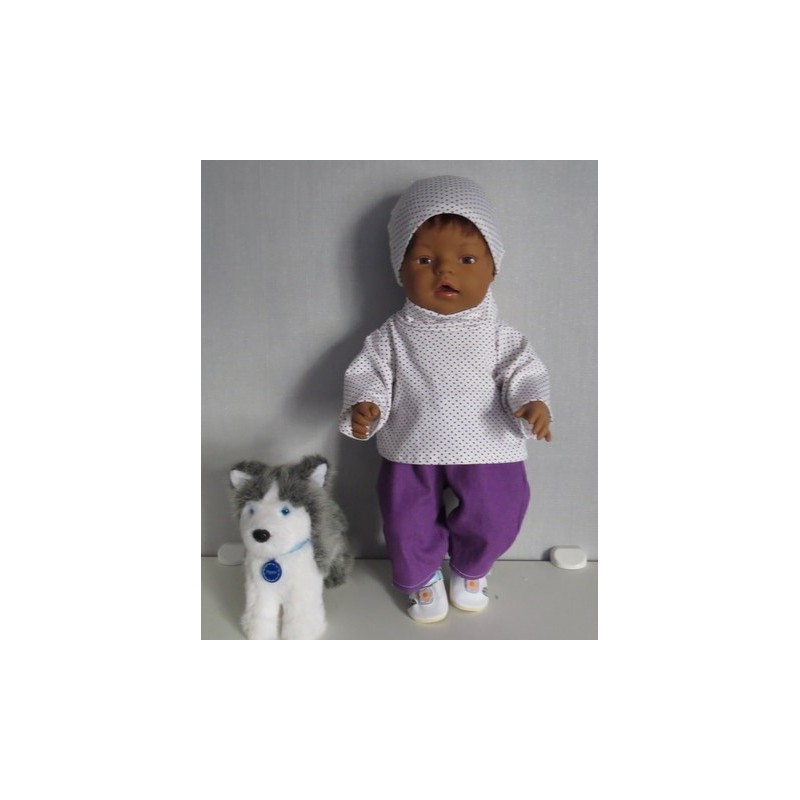 colltrui setje stippen paars baby born 43cm