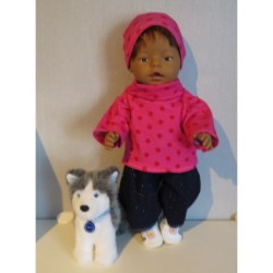 colltrui setje roze polka dots rood baby born 43cm