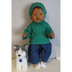 colltrui setje groen stippen baby born 43cm