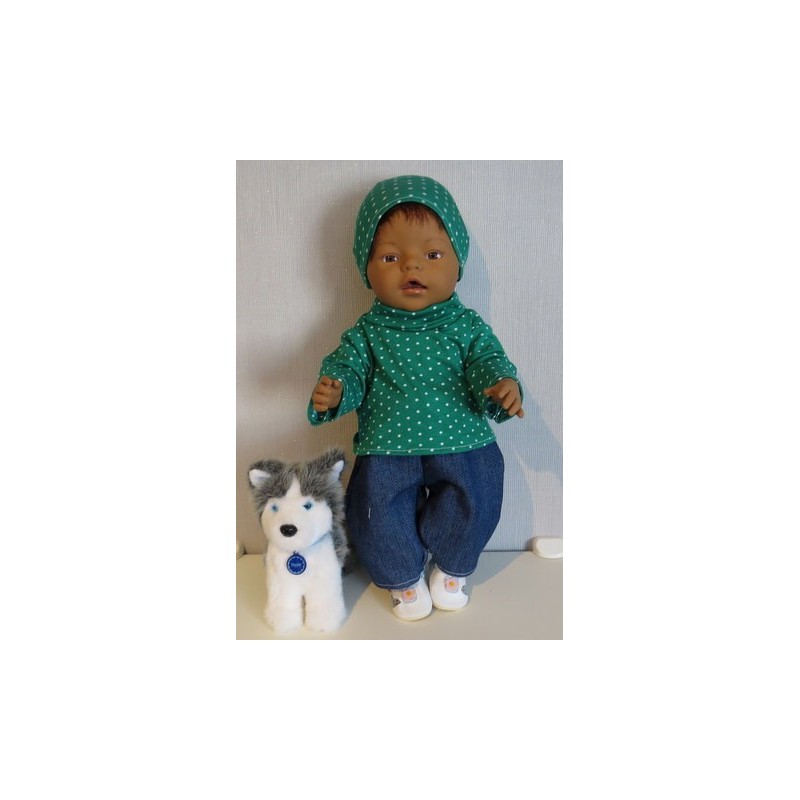 colltrui setje groen stippen baby born 43cm
