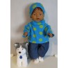 colltrui setje blauw polka dots groen baby born 43cm