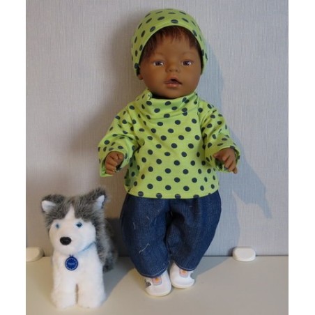 colltrui setje groen polka dots blauw baby born 43cm
