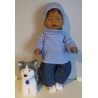 colltrui setje blauw blauw stippen baby born 43cm