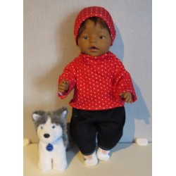 colltrui setje rood stippen baby born 43cm