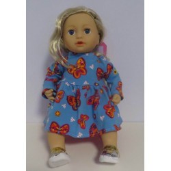 jurk blauw vlinders baby annabell 43cm