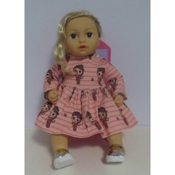 jurk roze meisje baby annabell 43cm