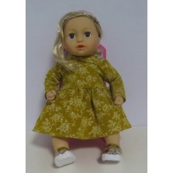 jurk oker geel gebloemd baby annabell 43cm