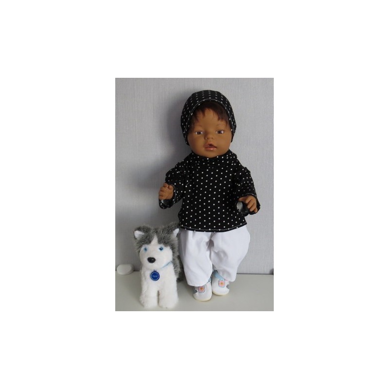 colltrui setje zwart stippen baby born 43cm