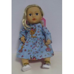 jurk blauw hertje baby annabell 43cm