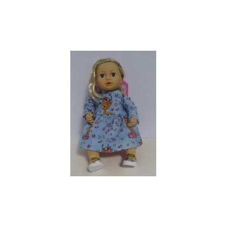 jurk blauw hertje baby annabell 43cm
