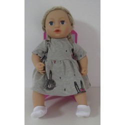 jurk grijs konijnen baby annabell 43cm