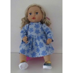 jurk blauw schildpadden baby annabell 43cm