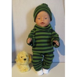 colltrui setje groen breed gestreept baby born 43cm