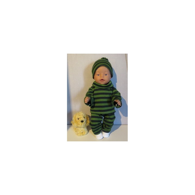 colltrui setje groen breed gestreept baby born 43cm