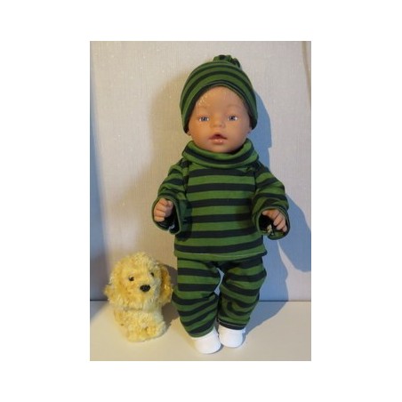 colltrui setje groen breed gestreept baby born 43cm
