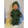 colltrui setje groen breed gestreept baby born 43cm