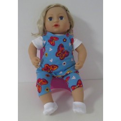 jurk set blauw vlinders baby annabell 43cm
