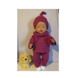 colltrui setje roze smal gestreept baby born 43cm