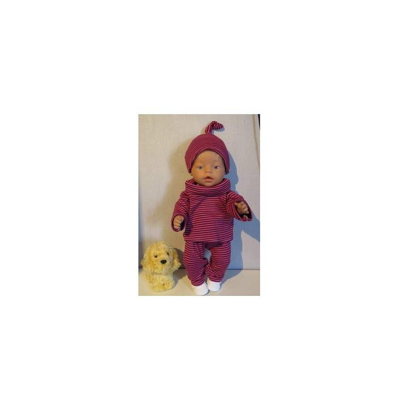 colltrui setje roze smal gestreept baby born 43cm